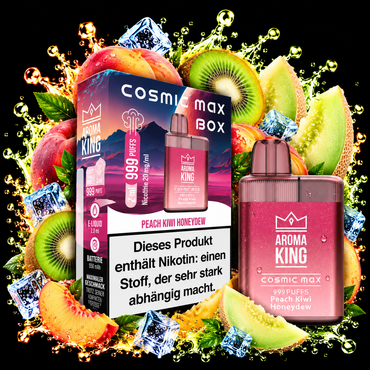 AROMA KING COSMIC MAX BOX Peach Kiwi Honeydew
